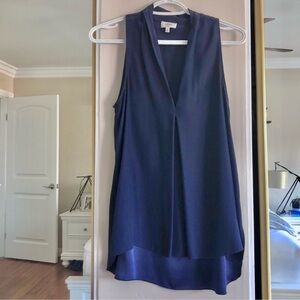 Aritzia Navy Silk Sleeveless Top XXS